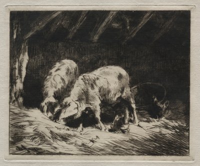 Dva vepřové. od Charles Emile Jacque