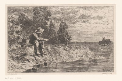 Rybář na vodě Peche au gardon od Charles Emile Jacque