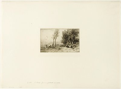 Zimní krajina s pastýřkou od Charles Emile Jacque