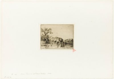 Žena Péče o dvě krávy od Charles Emile Jacque