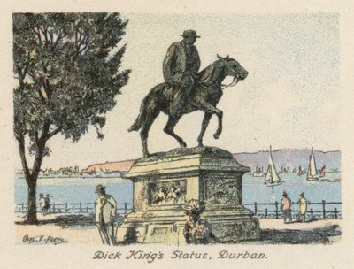 Jihoafrická republika: Socha Dicka Kinga, Durban (barevná litografie) od Charles Ernest Peers