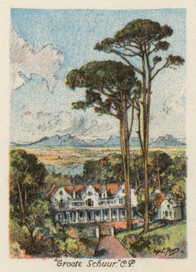 Jižní Afrika: "Groote Schuur", CP (barevná litografie) od Charles Ernest Peers