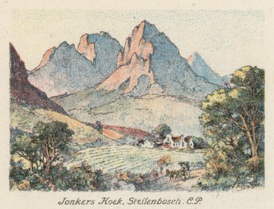 Jihoafrická republika: Jonkers Hoek, Stellenbosch, CP (barevná litografie) od Charles Ernest Peers