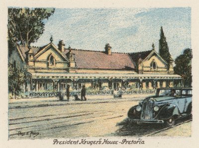 Jihoafrická republika: Dům prezidenta Krugera, Pretoria (barevná litografie) od Charles Ernest Peers
