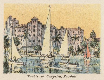 Jižní Afrika: Jachty v Congelle, Durban (barevná litografie) od Charles Ernest Peers
