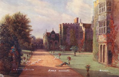 Knole House: Knole House: jižní průčelí, západní strana (barevná litografie) od Charles Essenhigh Corke