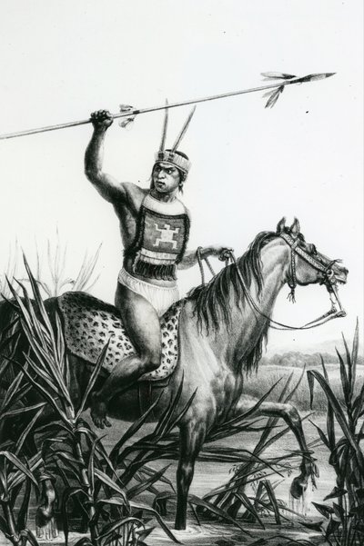 Náčelník kmene Charruas z "Pitoresque and Historical trip to Brazil" od Jeana Baptisty Debreta, 1834. od Charles Etienne Pierre Motte