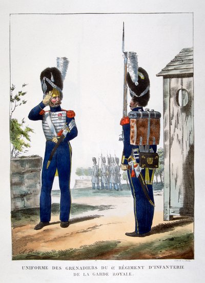 Uniformy granátníků .. francouzské královské gardy, 1823. od Charles Etienne Pierre Motte