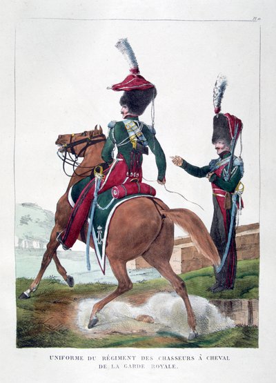 Uniformy jízdního pluku lovců francouzské královské gardy, 1823. od Charles Etienne Pierre Motte