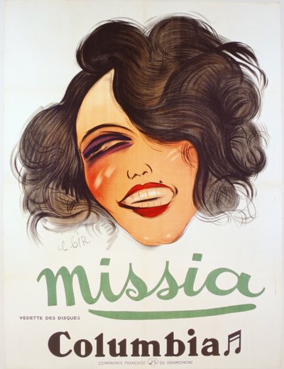 Plakát Columbia Records inzerující francouzskou zpěvačku, Missia, c.1935 od Charles Felix Gir