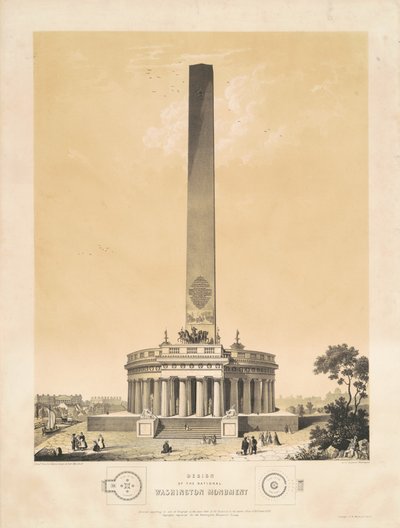 Návrh Národního památníku Washington od Charles Fenderich, after Robert Mills