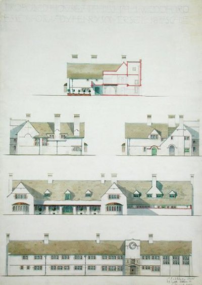 Navrhovaný dům v Higham Woodford, Essex pro lady Henry Somerset od Charles Francis Annesley Voysey
