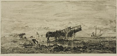 Pláž ve Villerville od Charles Francois Daubigny