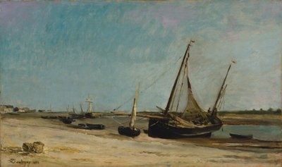 Lodě na mořském pobřeží v Étaples od Charles Francois Daubigny