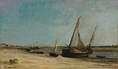 Lodě na mořském pobřeží v Étaples, 1871. od Charles Francois Daubigny
