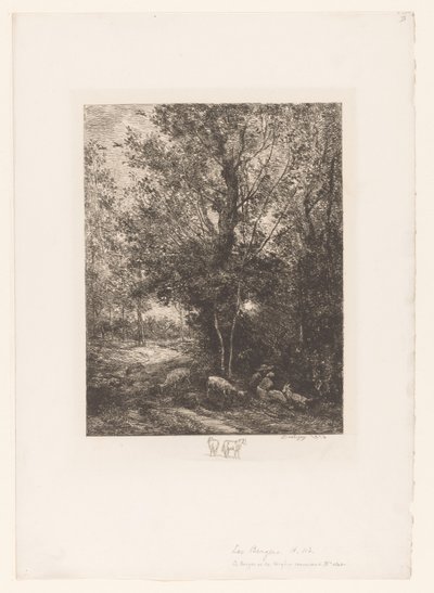Les s odpočívajícími pastevci koz Le berger et la bergere od Charles Francois Daubigny