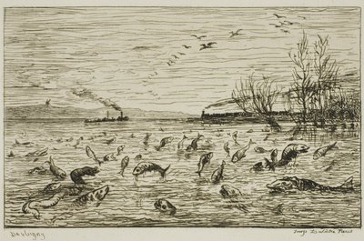 Oslava ryb při odjezdu lodního chlapce (Ryba) od Charles Francois Daubigny
