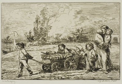 Stěhování s vozem (Nábytek lodi) od Charles Francois Daubigny