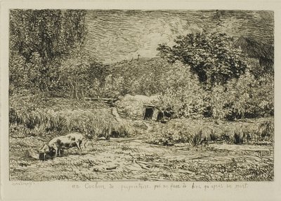 Prase v sadu od Charles Francois Daubigny