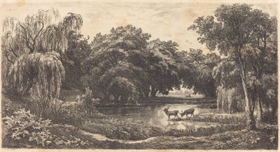 Bazén s jeleny od Charles Francois Daubigny