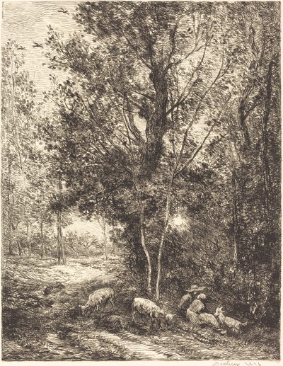 Pastýř a pastýřka (Le Berger et la bergere) od Charles Francois Daubigny