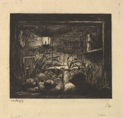 Spaní na palubě člunu, 1861. od Charles Francois Daubigny
