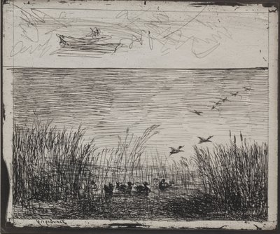 Swamp with Ducks, původní otisk 1862, vytištěno v roce 1921. od Charles Francois Daubigny