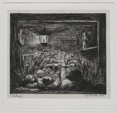 Výlet lodí: Podestýlka na lodi Botin Noc na lodi, 1861. od Charles Francois Daubigny