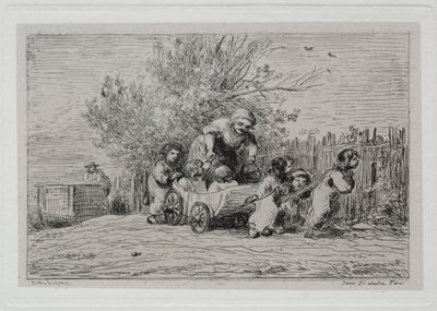 Výlet lodí: Dědictví vozíku Děti s vozíkem, 1861. od Charles Francois Daubigny
