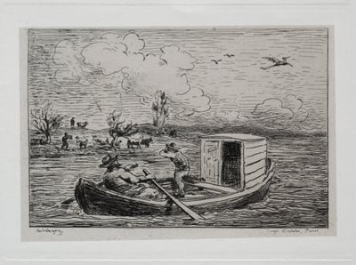 Výlet lodí: Le Mot de Cambronne (Slangový zápas) od Charles Francois Daubigny
