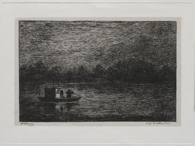 Výlet lodí: Noční plavba nebo rybaření na síti (druhá verze) od Charles Francois Daubigny