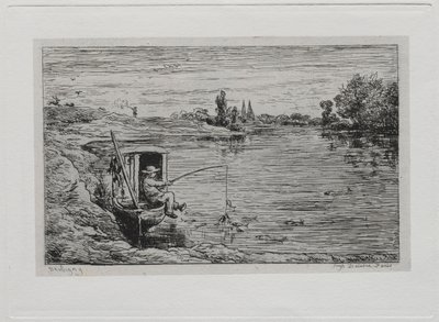 Výlet na lodi: The Cabin Boy Fishing Line Fishing, 1861. od Charles Francois Daubigny