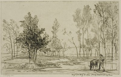 Osel u napajedla od Charles Francois Daubigny