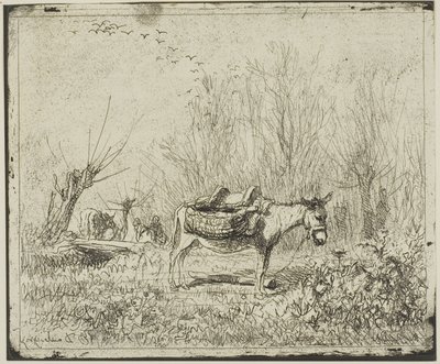 Oslík na louce od Charles Francois Daubigny