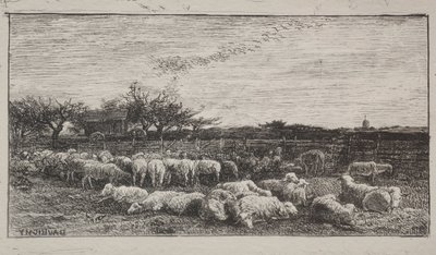The Large Sheepfold, původní otisk 1862, vytištěno v roce 1921. od Charles Francois Daubigny
