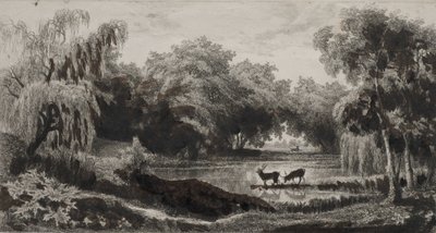 Bazén s jeleny od Charles Francois Daubigny