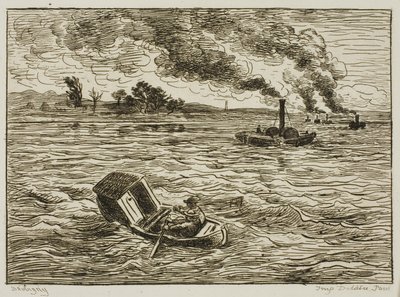 Steamboats (Steamy Harbor) od Charles Francois Daubigny