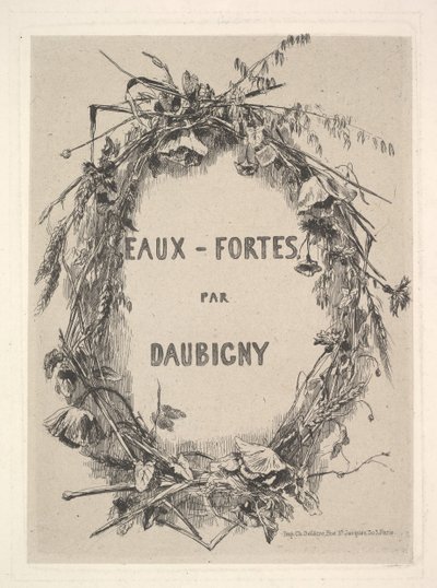 Wreath of Wildflowers, titul pro Eaux-Fortes par Daubigny, 1850. od Charles Francois Daubigny
