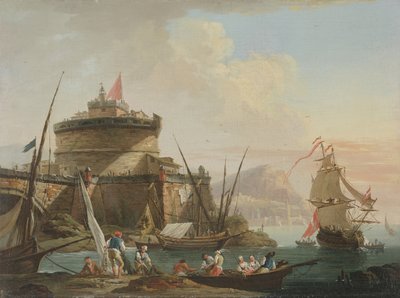 Přístavní scéna při západu slunce od Charles Francois Lacroix de Marseille