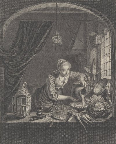 Dojička podle obrazu G.Dou v kabinetu pana Poullaina, polovina 17. století. od Charles François Adrien Macret