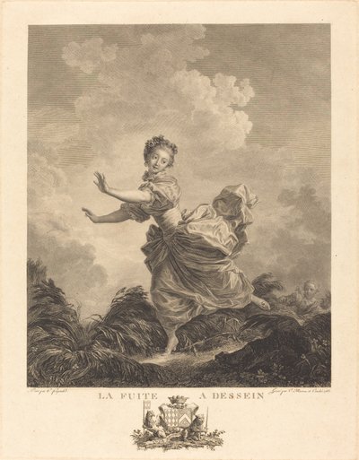 Úmyslné úniky od Charles François Adrien Macret and Jacques Couché after Jean Honoré Fragonard