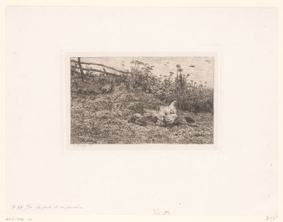Kip klade kuikens Slepice a její kuřátka od Charles François Daubigny (attributed to)