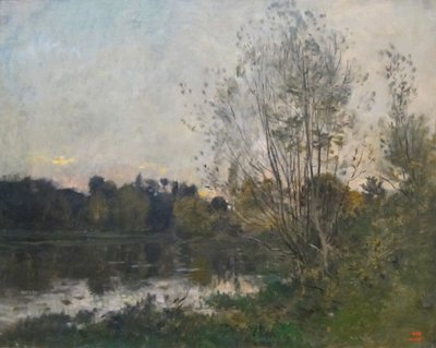 Jezero v lese za soumraku od Charles Francois Daubigny