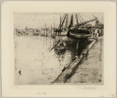Dock, řeka New York od Charles Frederick William Mielatz
