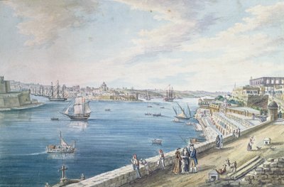 The Grand Harbour, Valletta, Malta (wc) od Charles Frederick de Brocktorff