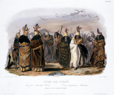 „Ptihn-Tak-Ochata, tanec mandanských žen“, 1843 od Charles Geoffroy