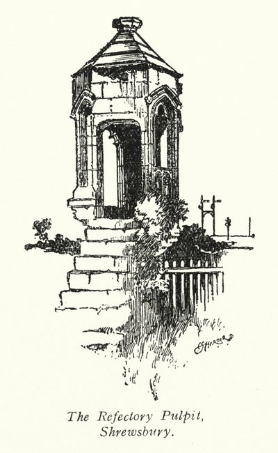 Kazatelna v refektáři, Shrewsbury (litografie) od Charles George Harper