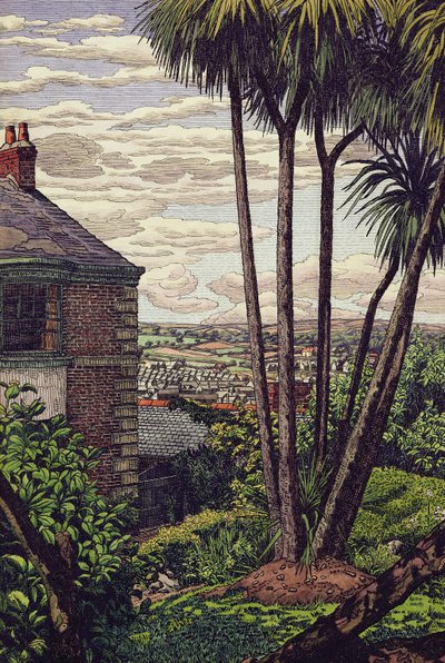 A Newlyn Garden (pero, inkoust a akvarel na papíře) od Charles Ginner