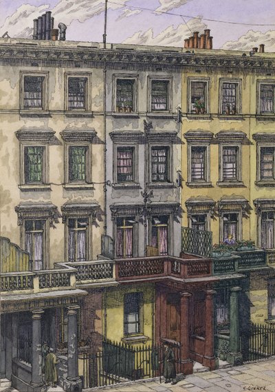 London Terrace (akvarel, pero a inkoust na papíře) od Charles Ginner