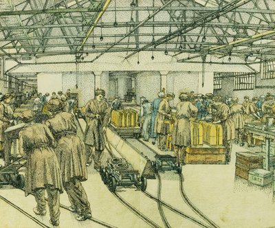 Továrna na plnění, Hereford od Charles Ginner